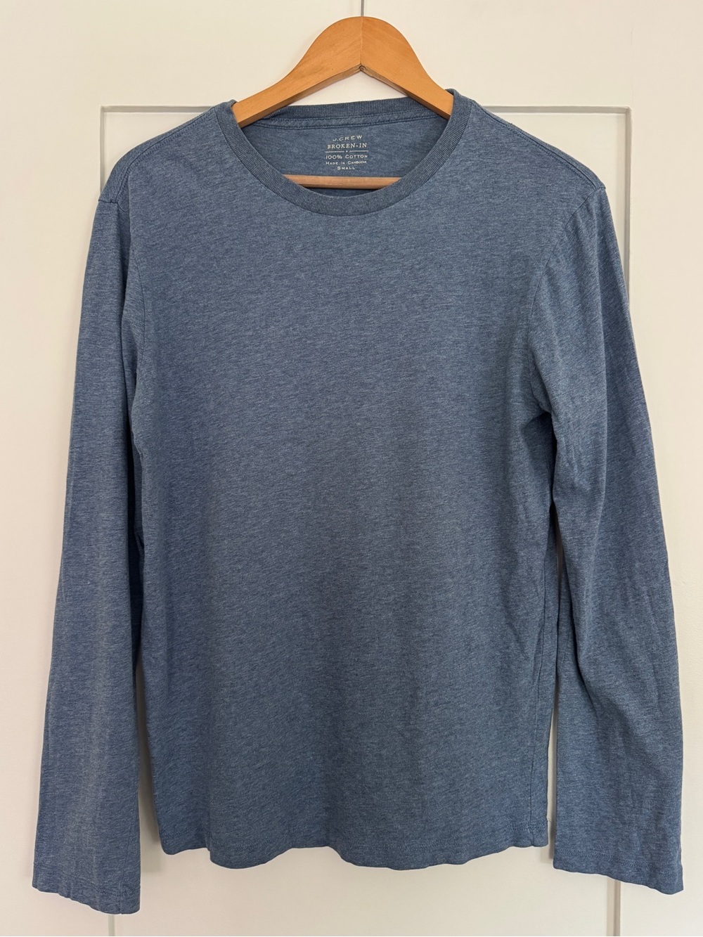 J. Crew Long Sleeve Blue Crewneck Cotton Tee EUC